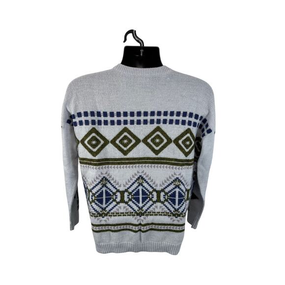 J Crew Abstract Fair Isle Knit Sweater Wool Mohair Blend Crewneck Size Large - Picture 2 of 11